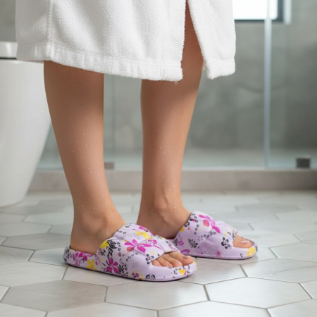 Papuci cu motiv floral H682mov [2]