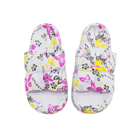 Papuci 9.99 - Papuci cu motiv floral H682alb