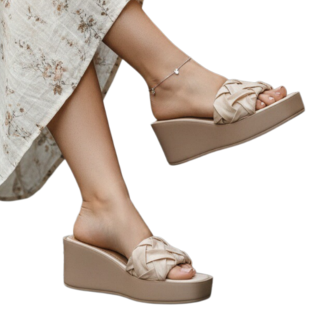 Papuci cu platforma A22-131bej [6]