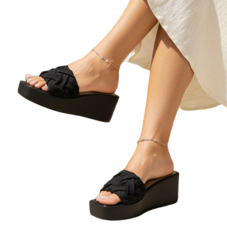 Papuci cu platforma A22-131negru [6]