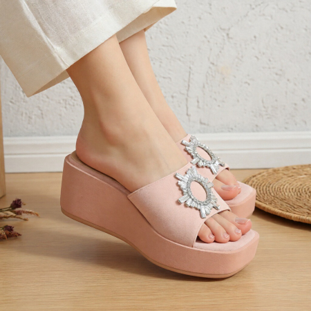 Damă - Papuci cu platforma A22-137roz
