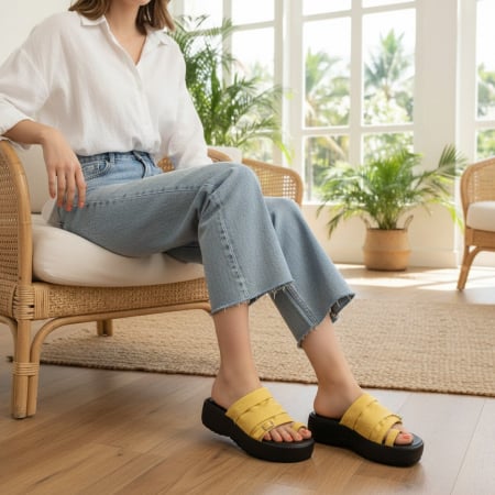 Papuci cu platforma A26-685galben [0]