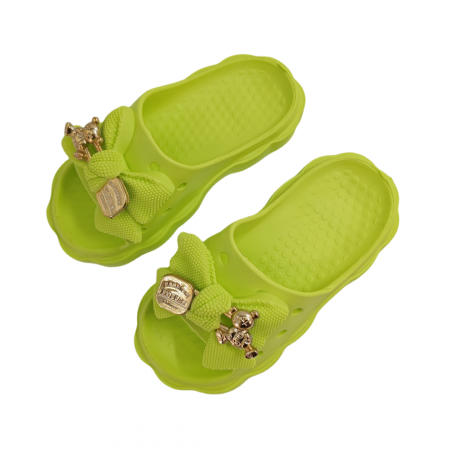 Papuci - Papuci cu platforma si aplicatii decorative H09-1verde