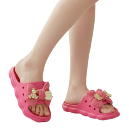 Papuci - Papuci cu platforma si aplicatii decorative H09-1roz