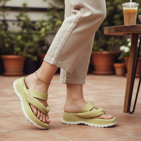 Papuci - Papuci cu platforma X22-716galben