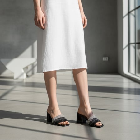 ÎNCĂLȚĂMINTE DAMĂ 39.99 - Papuci cu toc X24-1181negru