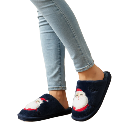 Damă - Papuci de casa cu motive Craciun L690bleumarin