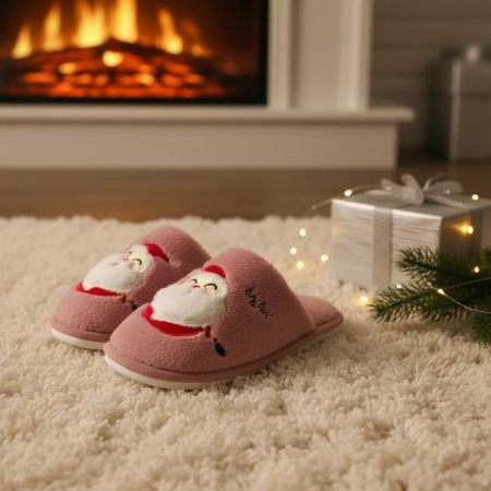 Papuci de casa cu motive Craciun L690roz [7]