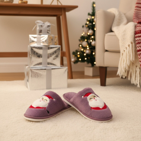 Papuci de casa cu motive Craciun L690mov [8]