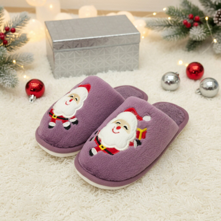 Papuci de casa cu motive Craciun L765mov [10]