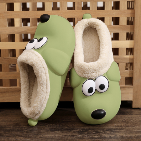 Damă - Papuci de casa draguti in forma de catel 7158verde