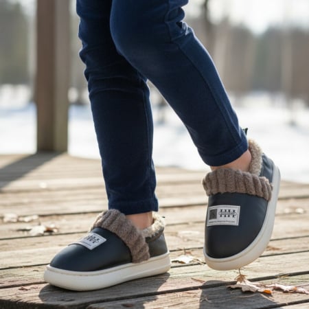 ÎNCĂLȚĂMINTE COPII 19.99 - Papuci de casa imblaniti C105gri