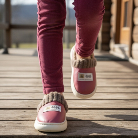 Încălțăminte copii - Papuci de casa imblaniti C105roz