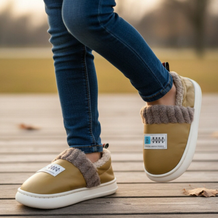 Încălțăminte copii - Papuci de casa imblaniti C105verde