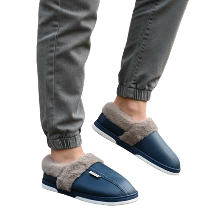 Încălțăminte bărbați - Papuci de casa imblaniti D310bleumarin