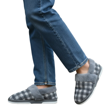 Încălțăminte bărbați - Papuci de casa imblaniti D311gri