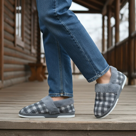 Încălțăminte bărbați - Papuci de casa imblaniti D311gri