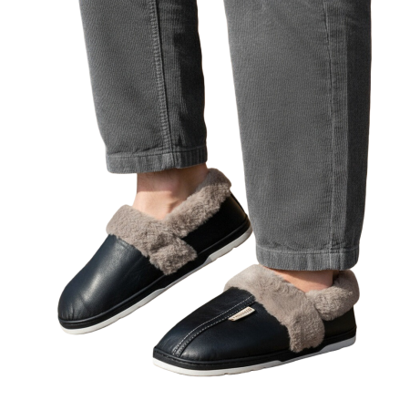 Încălțăminte bărbați - Papuci de casa imblaniti D310negru