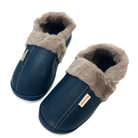 Încălțăminte bărbați - Papuci de casa imblaniti D310bleumarin