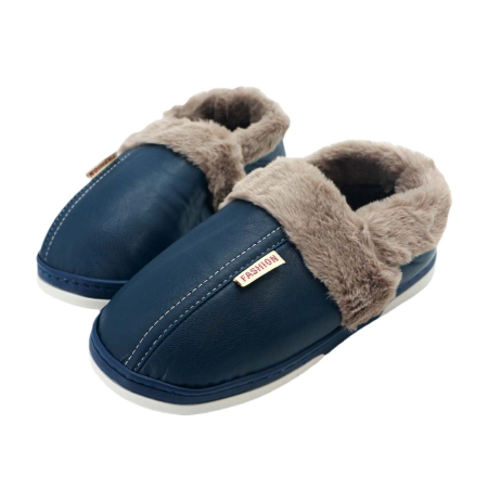 Încălțăminte bărbați - Papuci de casa imblaniti D310bleumarin