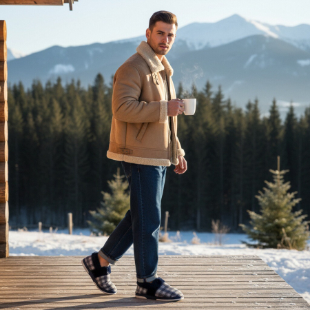 Papuci de casă - Papuci de casa imblaniti D311bleumarin