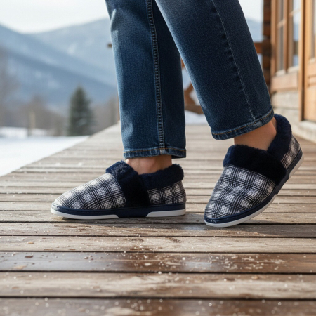 Papuci de casă - Papuci de casa imblaniti D311bleumarin