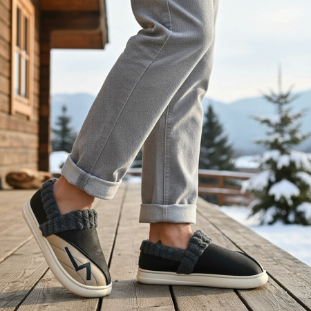 Papuci de casă - Papuci de casa imblaniti D327gri