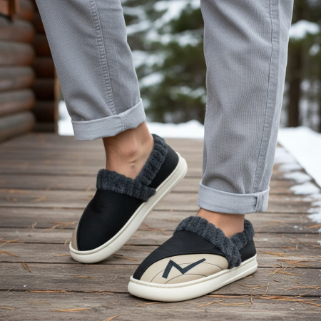 Papuci de casă - Papuci de casa imblaniti D327gri