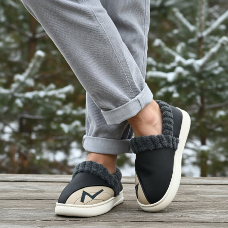 Papuci de casă - Papuci de casa imblaniti D327gri