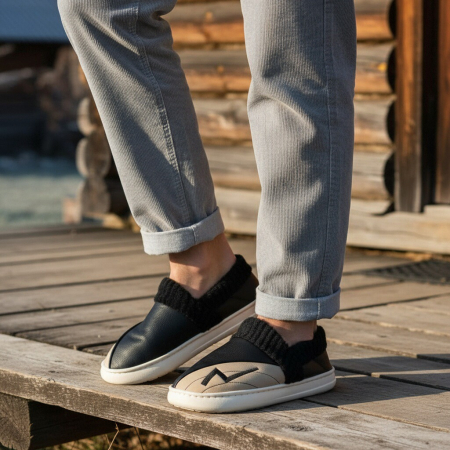 Papuci de casă - Papuci de casa imblaniti D327negru