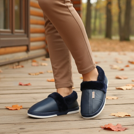 Papuci de casă - Papuci de casa imblaniti L603bleumarin