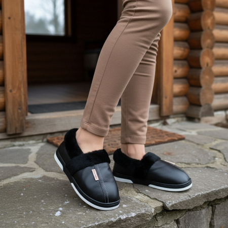 Papuci de casă - Papuci de casa imblaniti L603negru