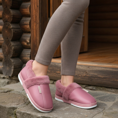 Papuci de casă - Papuci de casa imblaniti L603roz