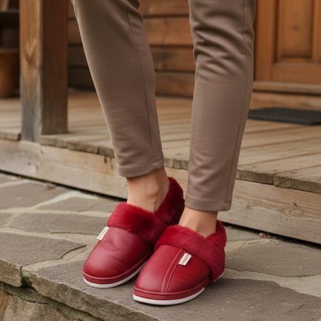 Papuci de casă - Papuci de casa imblaniti L603visiniu