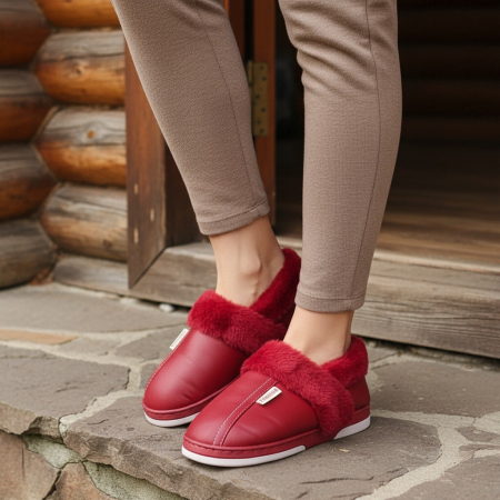 Papuci de casă - Papuci de casa imblaniti L603visiniu