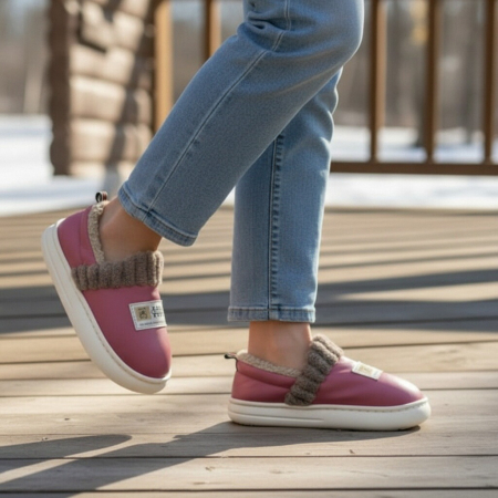 Papuci de casă - Papuci de casa imblaniti L611roz