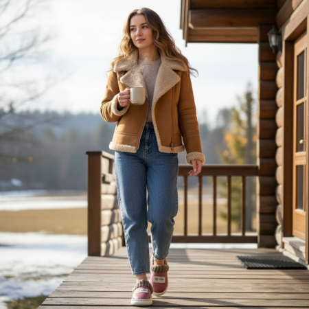 Papuci de casă - Papuci de casa imblaniti L611roz