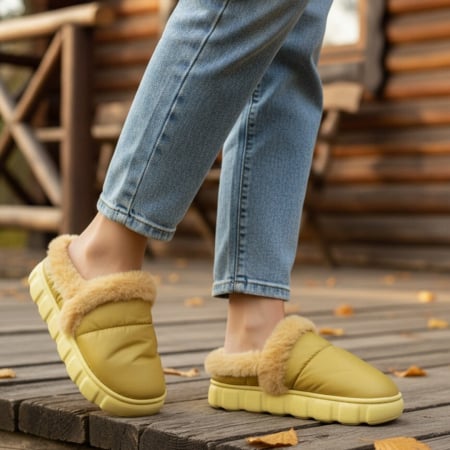 Damă - Papuci de casa imblaniti L639galben