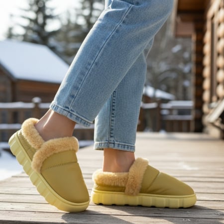 Damă - Papuci de casa imblaniti L639galben