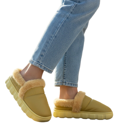 Damă - Papuci de casa imblaniti L639galben