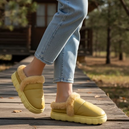 Damă - Papuci de casa imblaniti L639galben