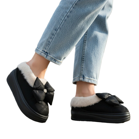 ÎNCĂLȚĂMINTE DAMĂ 29.99 - Papuci de casa imblaniti L737negru