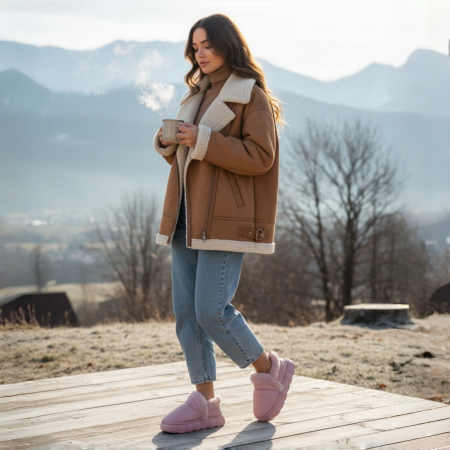 Damă - Papuci de casa imblaniti L639roz