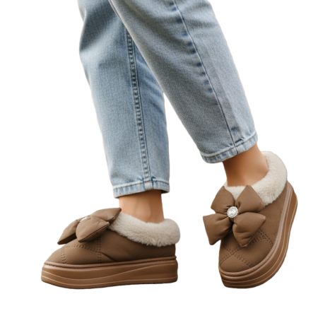 Papuci de casă - Papuci de casa imblaniti L737maro