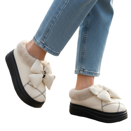 Papuci de casă - Papuci de casa imblaniti L737crem