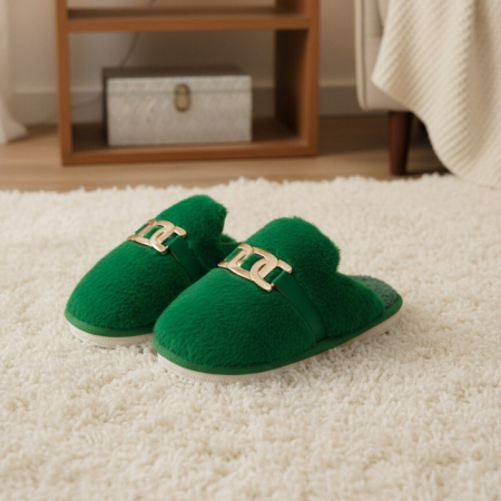 Papuci de casa pufosi A-648verde [7]