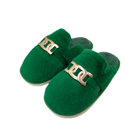 Papuci de casă - Papuci de casa pufosi A-648verde