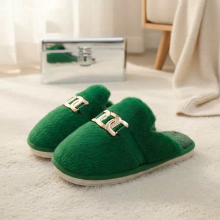 Papuci de casa pufosi A-648verde [6]