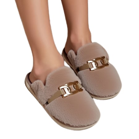 Damă - Papuci de casa pufosi A-648maro