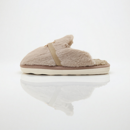 Damă - Papuci de casa pufosi A-648maro